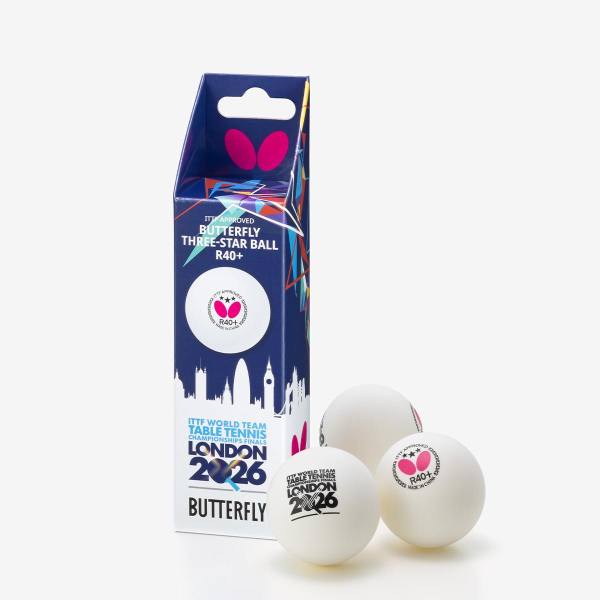 Butterfly R40+ 3-Star WTTTC London 2026 Ball White 3-pack