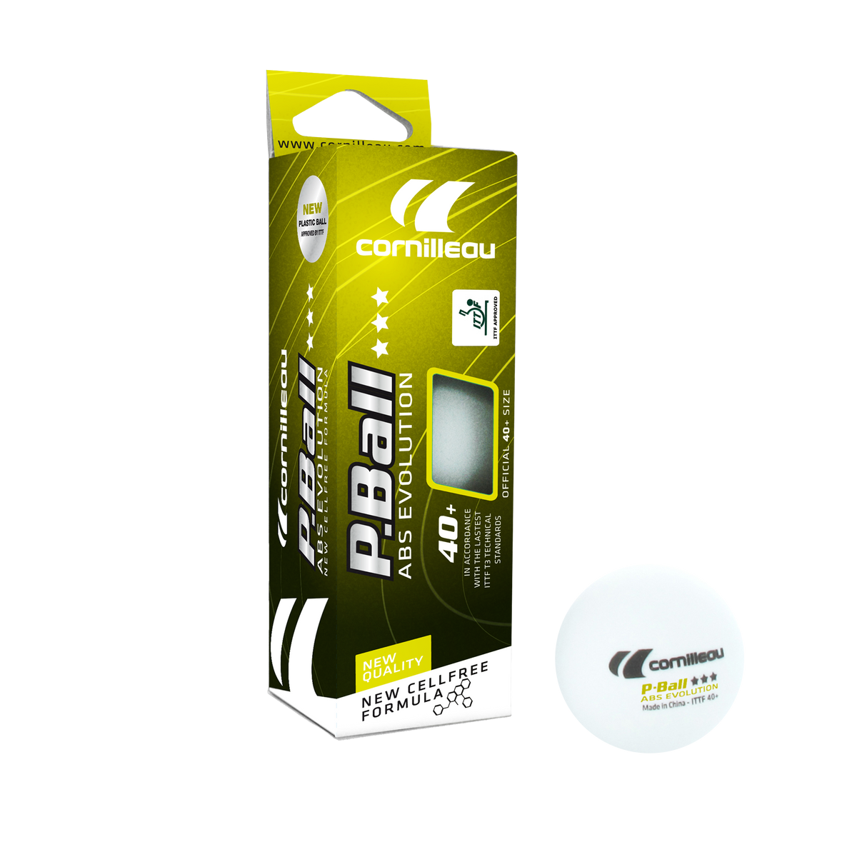 Cornilleau P-Ball ABS Evolution 3* ITTF Balls (pack of 3)