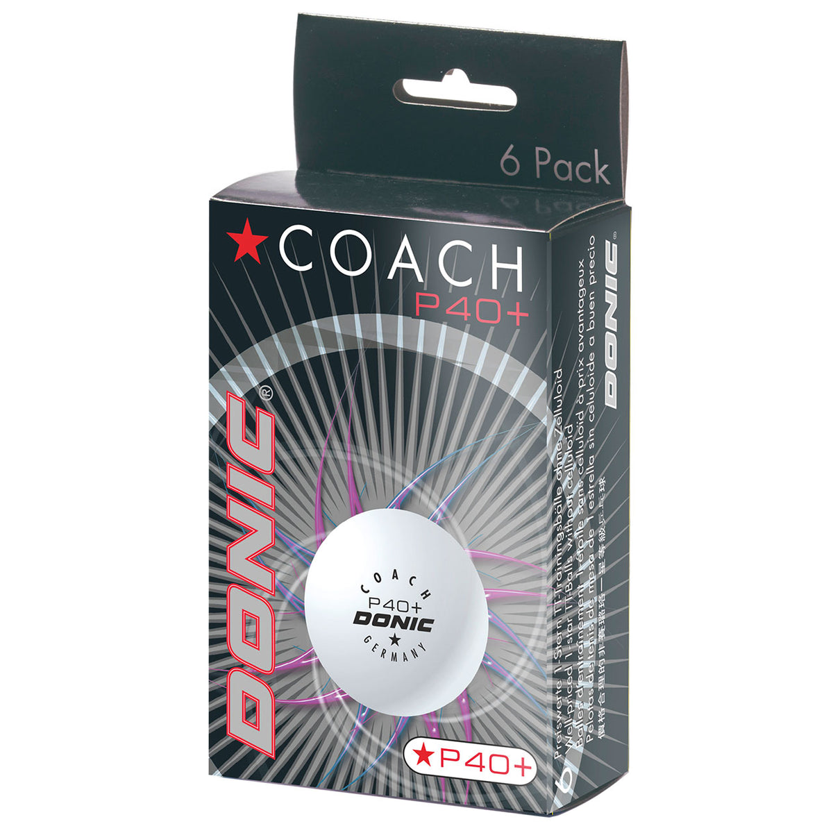 Donic P40+ Coach 1* White (6) ABS balls