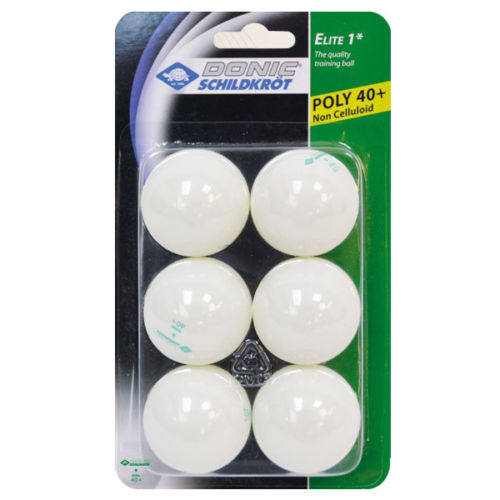 DONIC Schildkröt Elite 1* Plastic Balls 40+ pack of 6